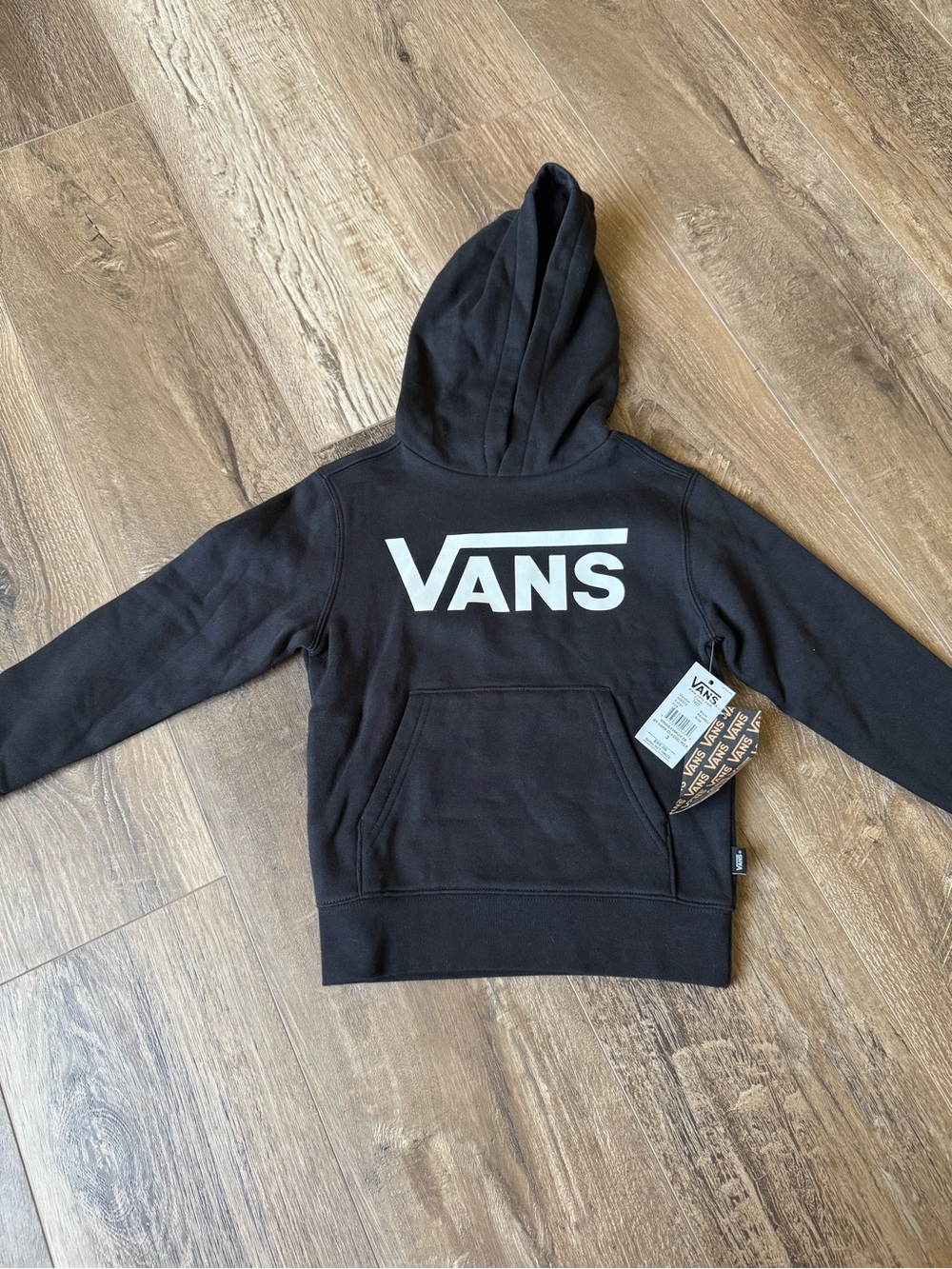 Vans Black Hoodie with White Logo - Kids